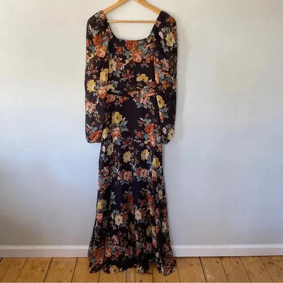 Veronica Beard Maxi Silk Floral Long-Sleeve Avani Dress Size 0 NWOT